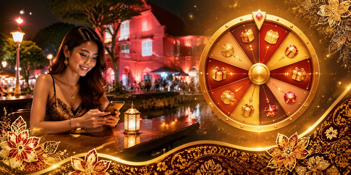 Pemain Melaka berpakaian batik menikmati permainan lucky draw dalam talian camp5